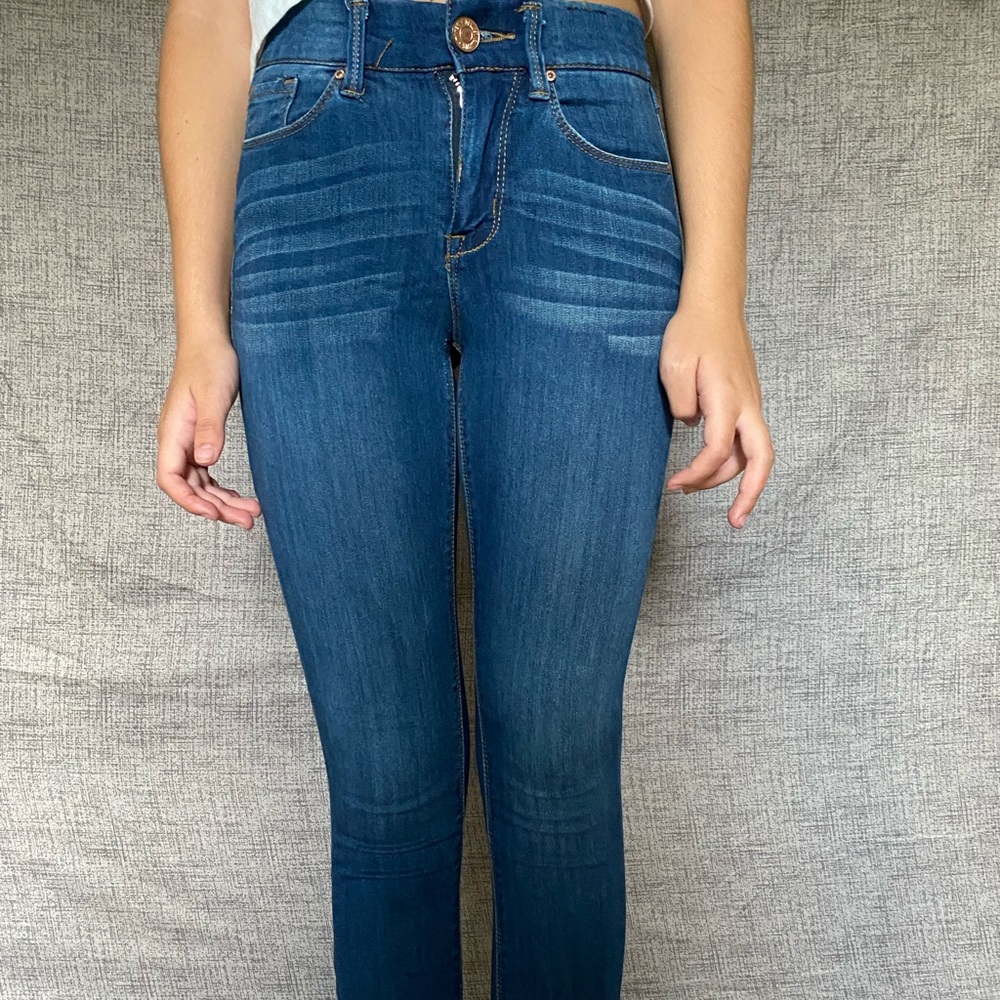 Blue jeans with no holes size 1